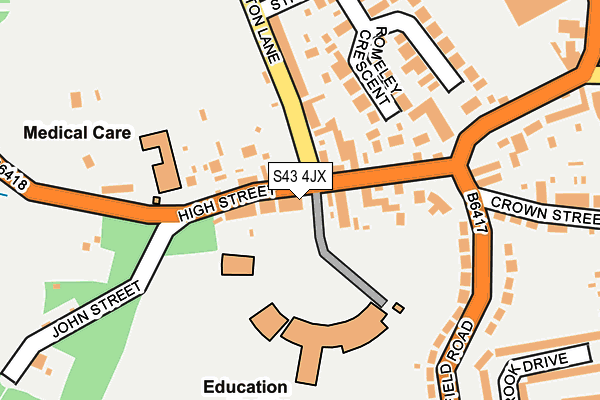 S43 4JX map - OS OpenMap – Local (Ordnance Survey)