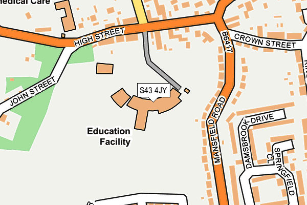 S43 4JY map - OS OpenMap – Local (Ordnance Survey)