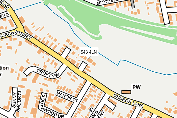 S43 4LN map - OS OpenMap – Local (Ordnance Survey)