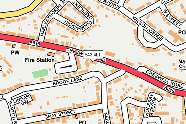S43 4LT map - OS OpenMap – Local (Ordnance Survey)