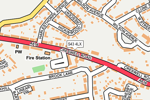 S43 4LX map - OS OpenMap – Local (Ordnance Survey)