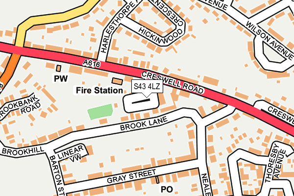 S43 4LZ map - OS OpenMap – Local (Ordnance Survey)