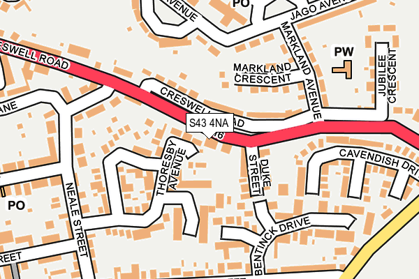 S43 4NA map - OS OpenMap – Local (Ordnance Survey)