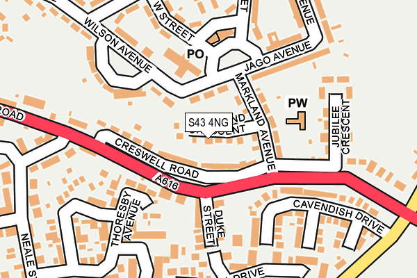 S43 4NG map - OS OpenMap – Local (Ordnance Survey)