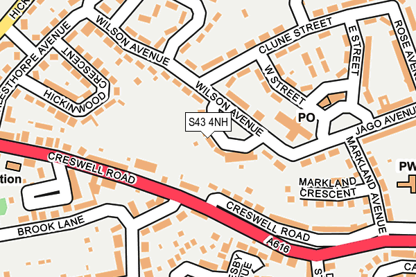 S43 4NH map - OS OpenMap – Local (Ordnance Survey)