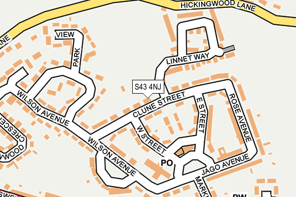 S43 4NJ map - OS OpenMap – Local (Ordnance Survey)