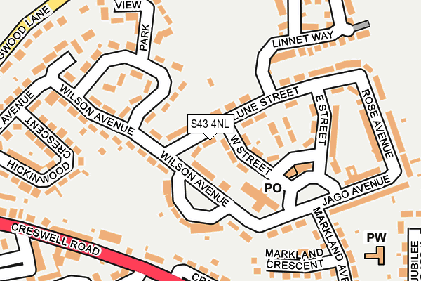 S43 4NL map - OS OpenMap – Local (Ordnance Survey)