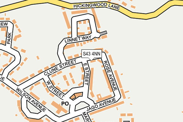 S43 4NN map - OS OpenMap – Local (Ordnance Survey)