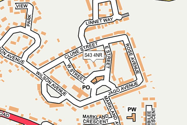 S43 4NR map - OS OpenMap – Local (Ordnance Survey)