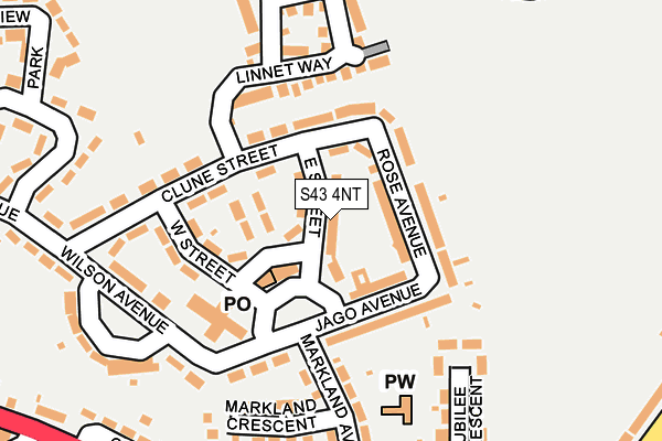 S43 4NT map - OS OpenMap – Local (Ordnance Survey)