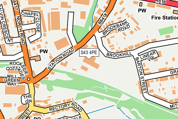 S43 4PE map - OS OpenMap – Local (Ordnance Survey)