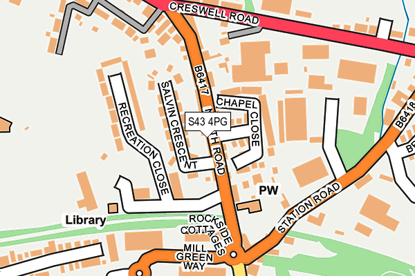 S43 4PG map - OS OpenMap – Local (Ordnance Survey)