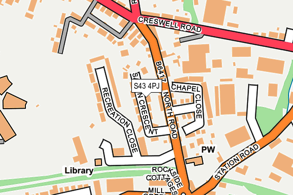 S43 4PJ map - OS OpenMap – Local (Ordnance Survey)