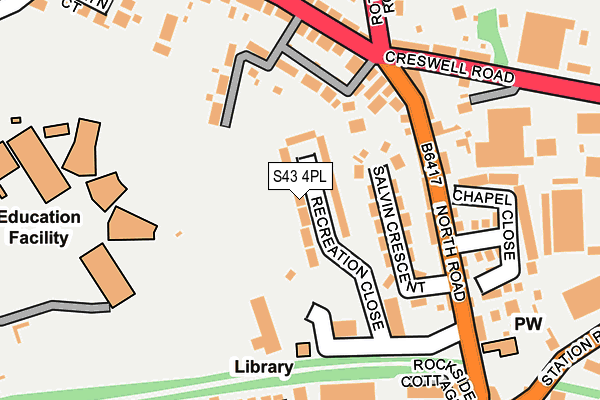 S43 4PL map - OS OpenMap – Local (Ordnance Survey)