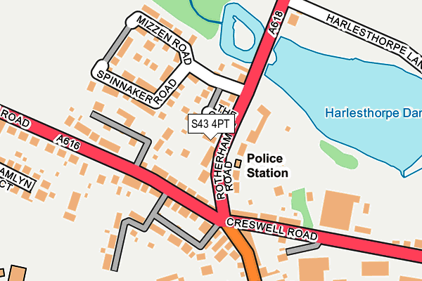 S43 4PT map - OS OpenMap – Local (Ordnance Survey)