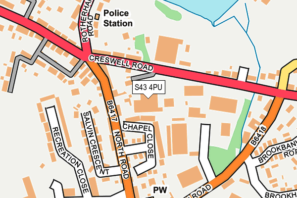 S43 4PU map - OS OpenMap – Local (Ordnance Survey)