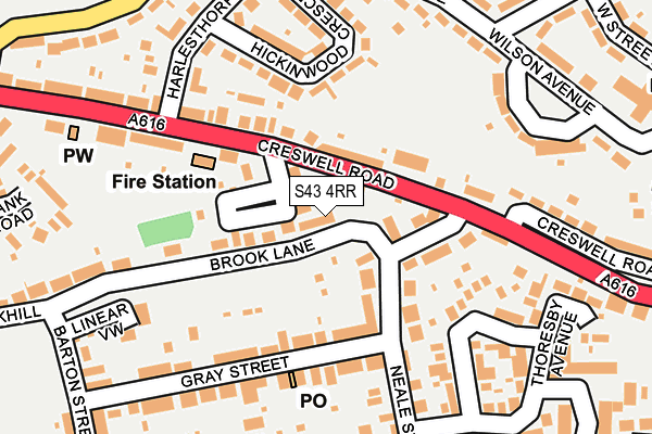 S43 4RR map - OS OpenMap – Local (Ordnance Survey)