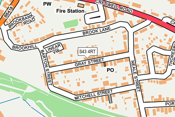 S43 4RT map - OS OpenMap – Local (Ordnance Survey)