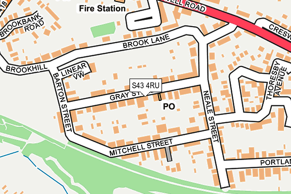 S43 4RU map - OS OpenMap – Local (Ordnance Survey)