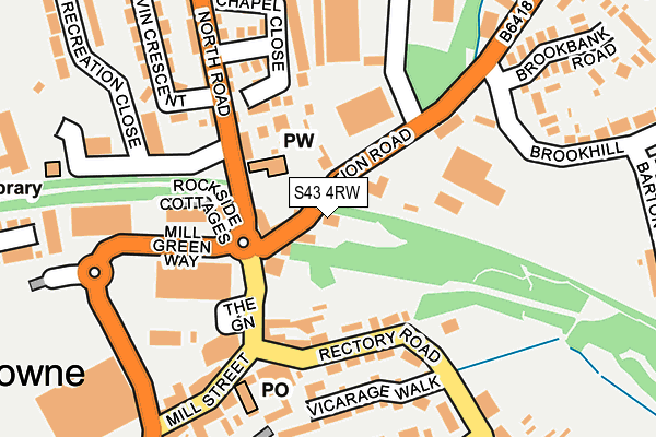 S43 4RW map - OS OpenMap – Local (Ordnance Survey)