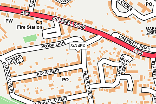 S43 4RX map - OS OpenMap – Local (Ordnance Survey)
