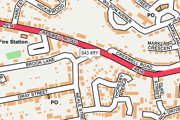 S43 4RY map - OS OpenMap – Local (Ordnance Survey)