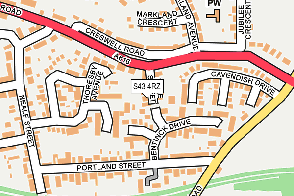 S43 4RZ map - OS OpenMap – Local (Ordnance Survey)