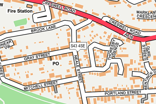 S43 4SE map - OS OpenMap – Local (Ordnance Survey)