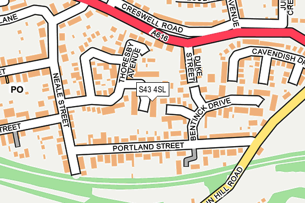 S43 4SL map - OS OpenMap – Local (Ordnance Survey)