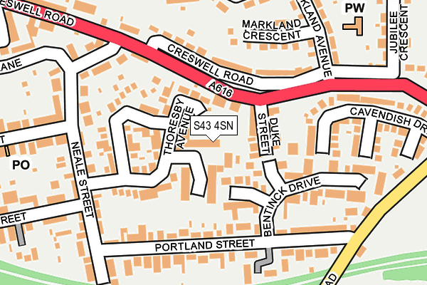 S43 4SN map - OS OpenMap – Local (Ordnance Survey)