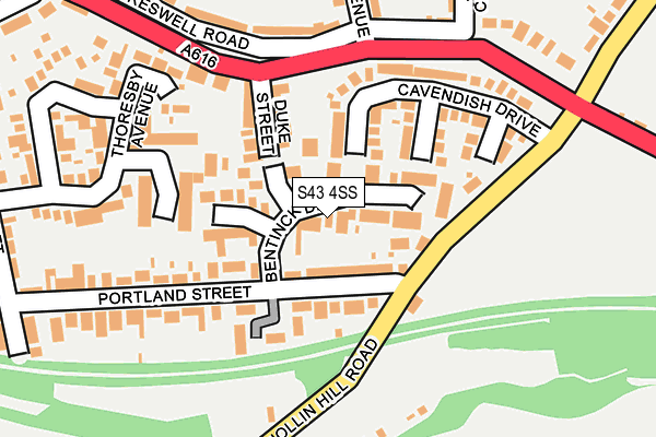 S43 4SS map - OS OpenMap – Local (Ordnance Survey)