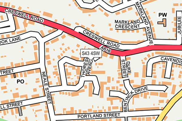 S43 4SW map - OS OpenMap – Local (Ordnance Survey)