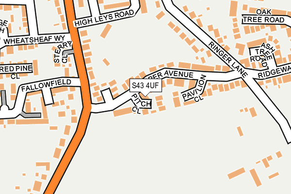 S43 4UF map - OS OpenMap – Local (Ordnance Survey)