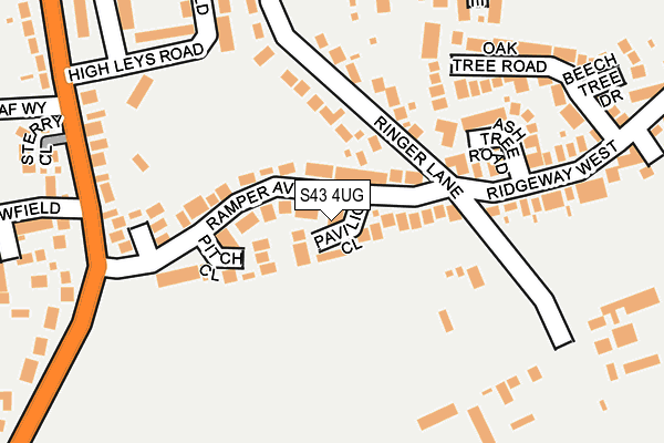S43 4UG map - OS OpenMap – Local (Ordnance Survey)
