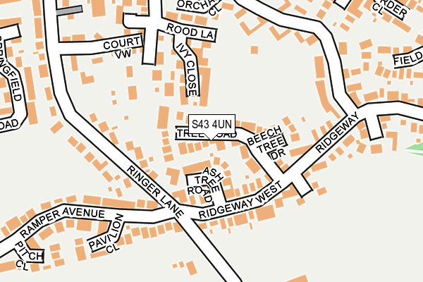 S43 4UN map - OS OpenMap – Local (Ordnance Survey)
