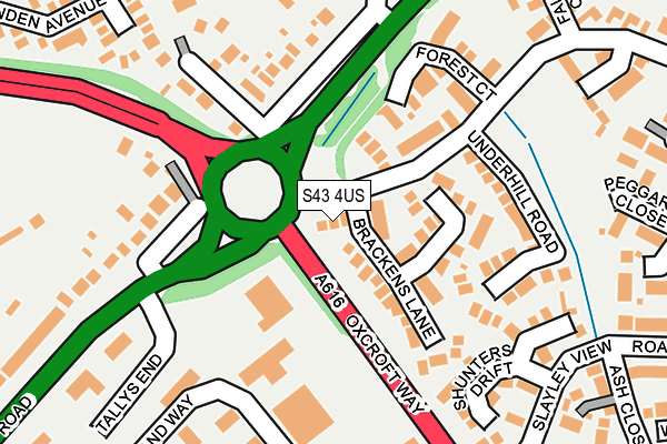 S43 4US map - OS OpenMap – Local (Ordnance Survey)