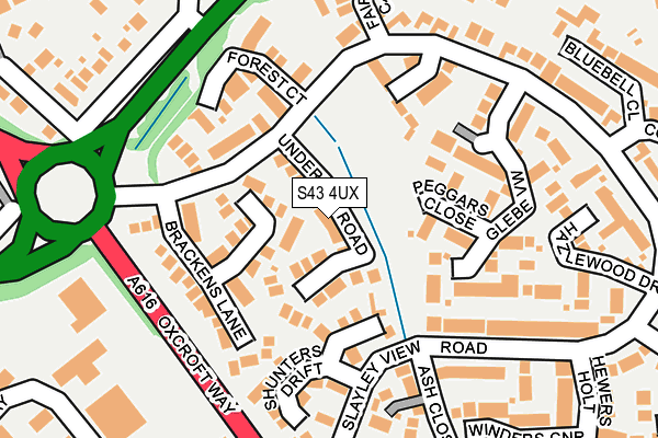 S43 4UX map - OS OpenMap – Local (Ordnance Survey)