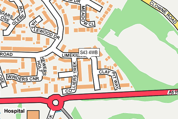 S43 4WB map - OS OpenMap – Local (Ordnance Survey)