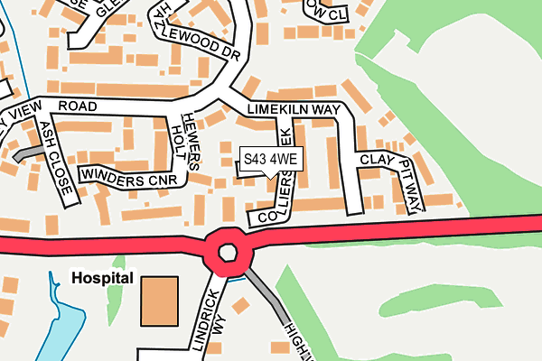 S43 4WE map - OS OpenMap – Local (Ordnance Survey)