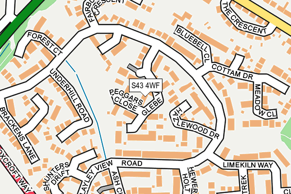 S43 4WF map - OS OpenMap – Local (Ordnance Survey)