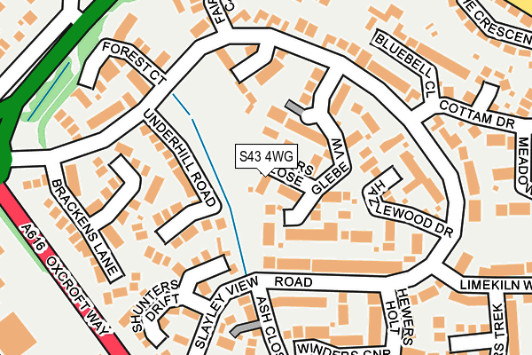S43 4WG map - OS OpenMap – Local (Ordnance Survey)