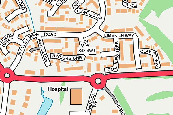 S43 4WJ map - OS OpenMap – Local (Ordnance Survey)