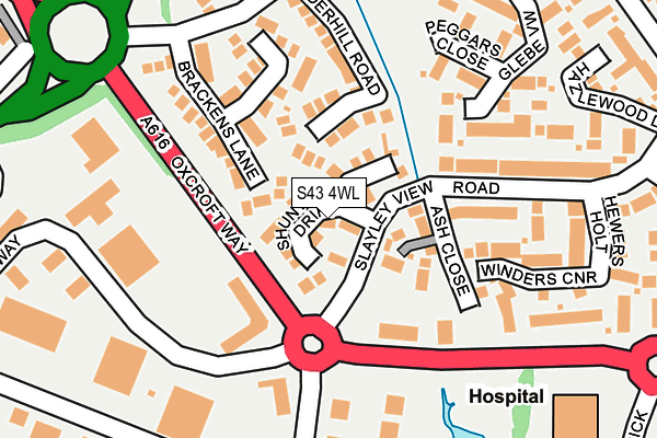 S43 4WL map - OS OpenMap – Local (Ordnance Survey)