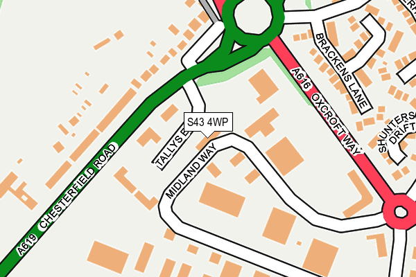 S43 4WP map - OS OpenMap – Local (Ordnance Survey)