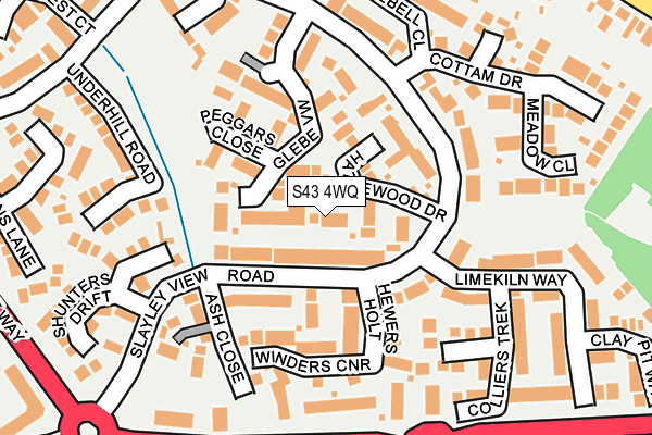 S43 4WQ map - OS OpenMap – Local (Ordnance Survey)
