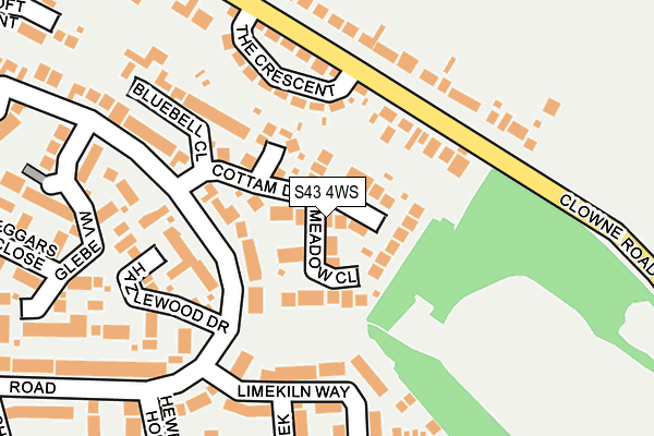 S43 4WS map - OS OpenMap – Local (Ordnance Survey)