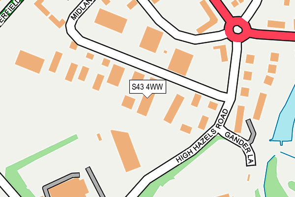 S43 4WW map - OS OpenMap – Local (Ordnance Survey)
