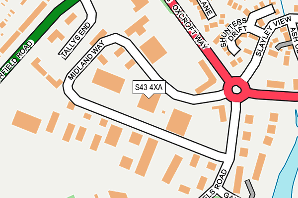 S43 4XA map - OS OpenMap – Local (Ordnance Survey)