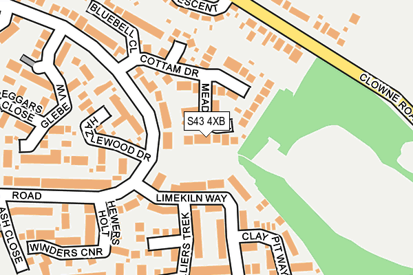 S43 4XB map - OS OpenMap – Local (Ordnance Survey)