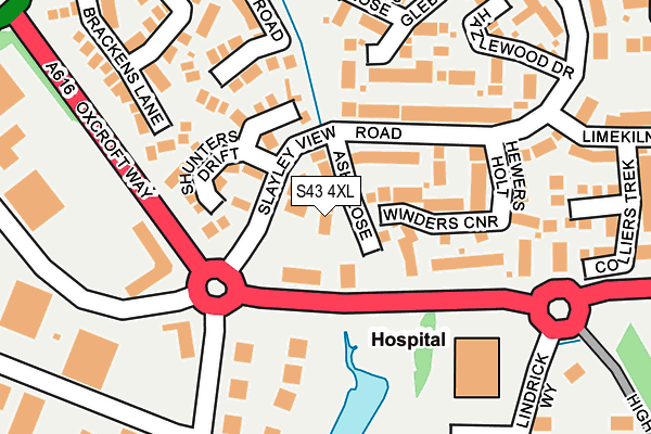 S43 4XL map - OS OpenMap – Local (Ordnance Survey)